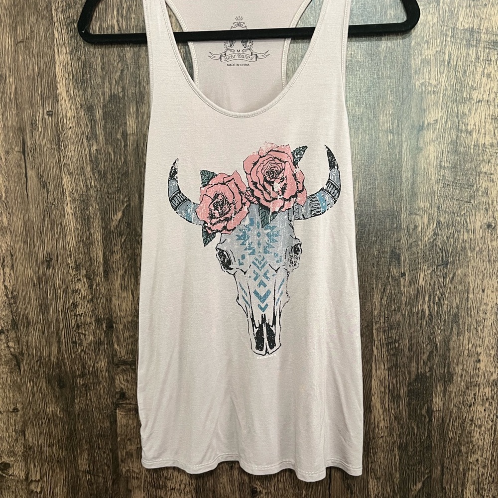 Bear Dance Western Cow Head Tank Top Medium